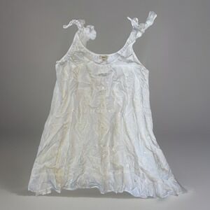 ELAN Embroidered Mini Dress Tasseled Ties At Shoulders M NWT White